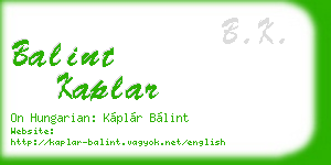 balint kaplar business card