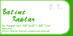 balint kaplar business card